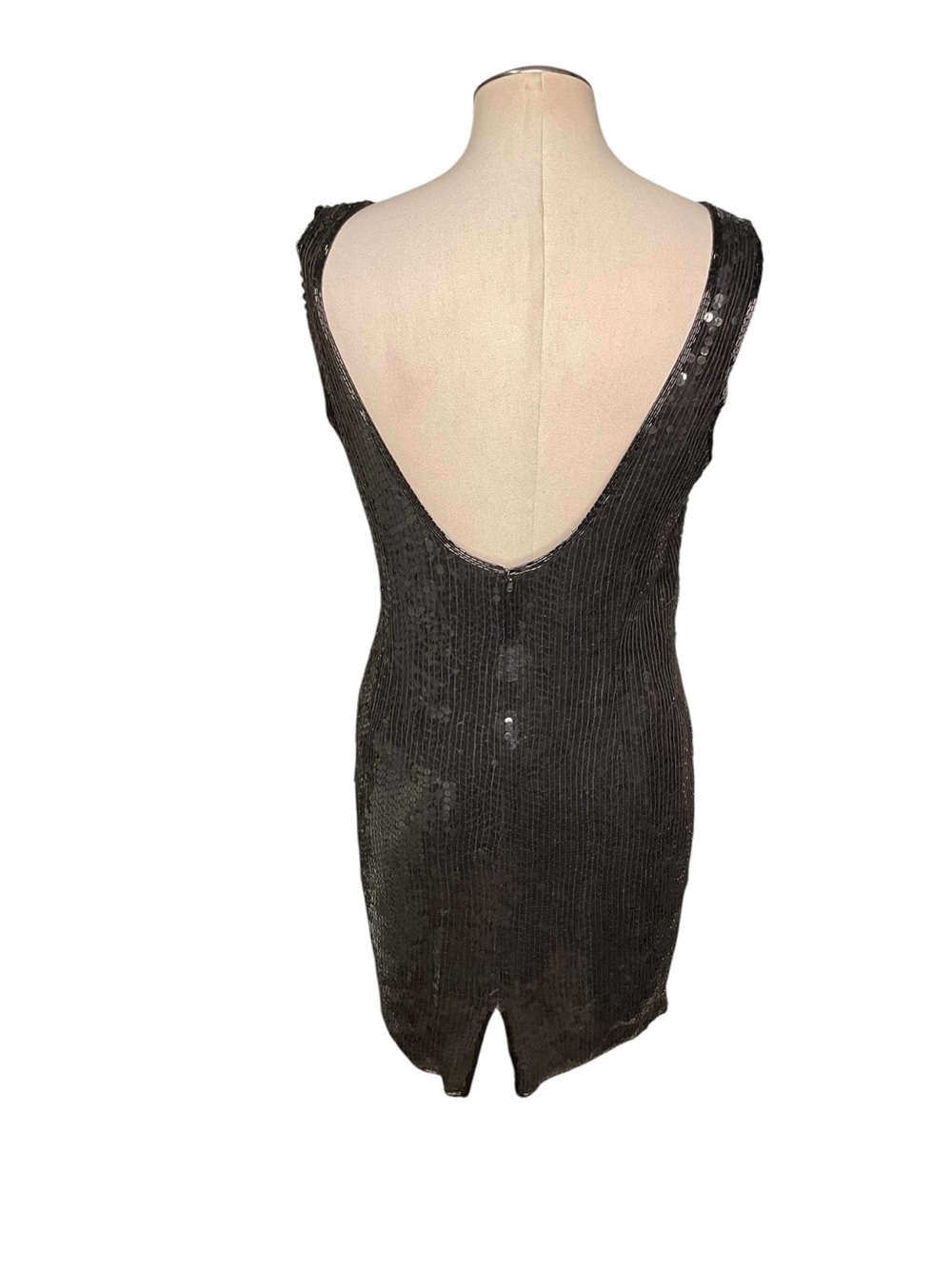 Together! Black Sequin Cocktail Dress Petite 10P Beaded Party Evening Dress - Picture 3 of 6